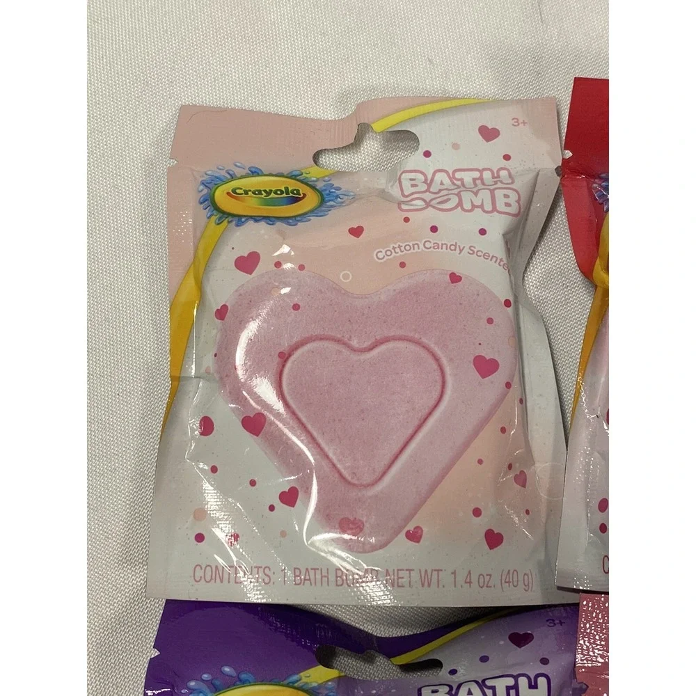 lot of 4 crayola heart shaped bath bombs strawberry cherry‎ grape cotton candy